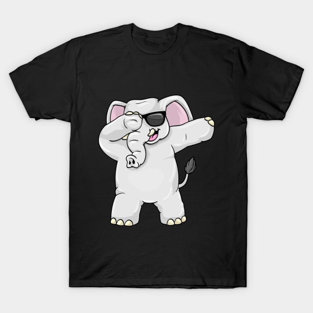 Elephant with Sunglasses at Hip Hop Dance Dab T-Shirt by Markus Schnabel